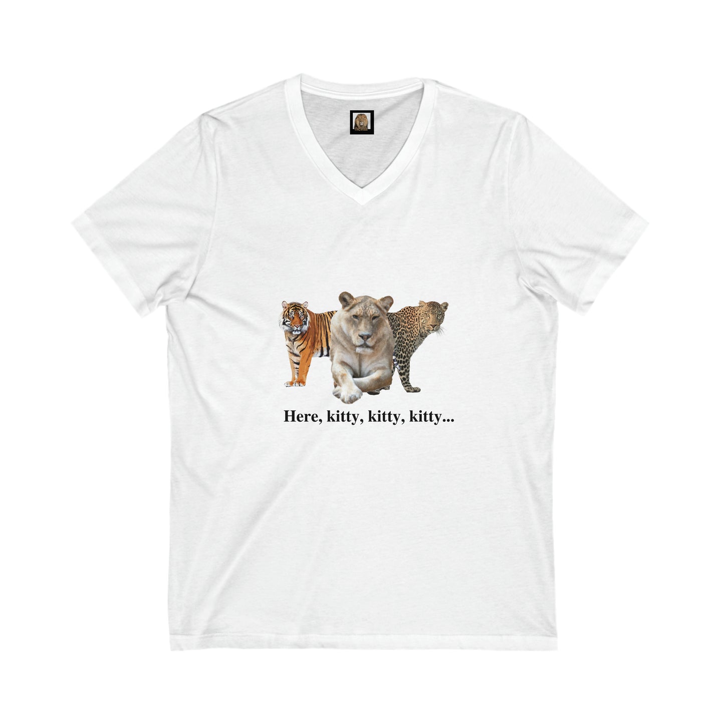 Unisex Big Cats Lioness Short Sleeve V-Neck Tee