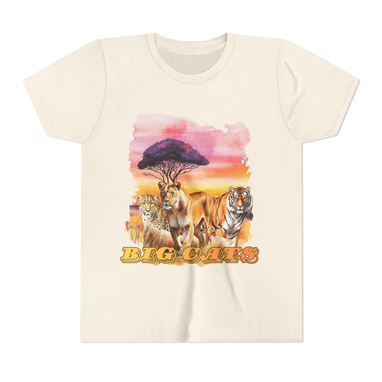 Girls Big Cats Trio Short Sleeve Tee (Lion, Tiger, Cheetah)