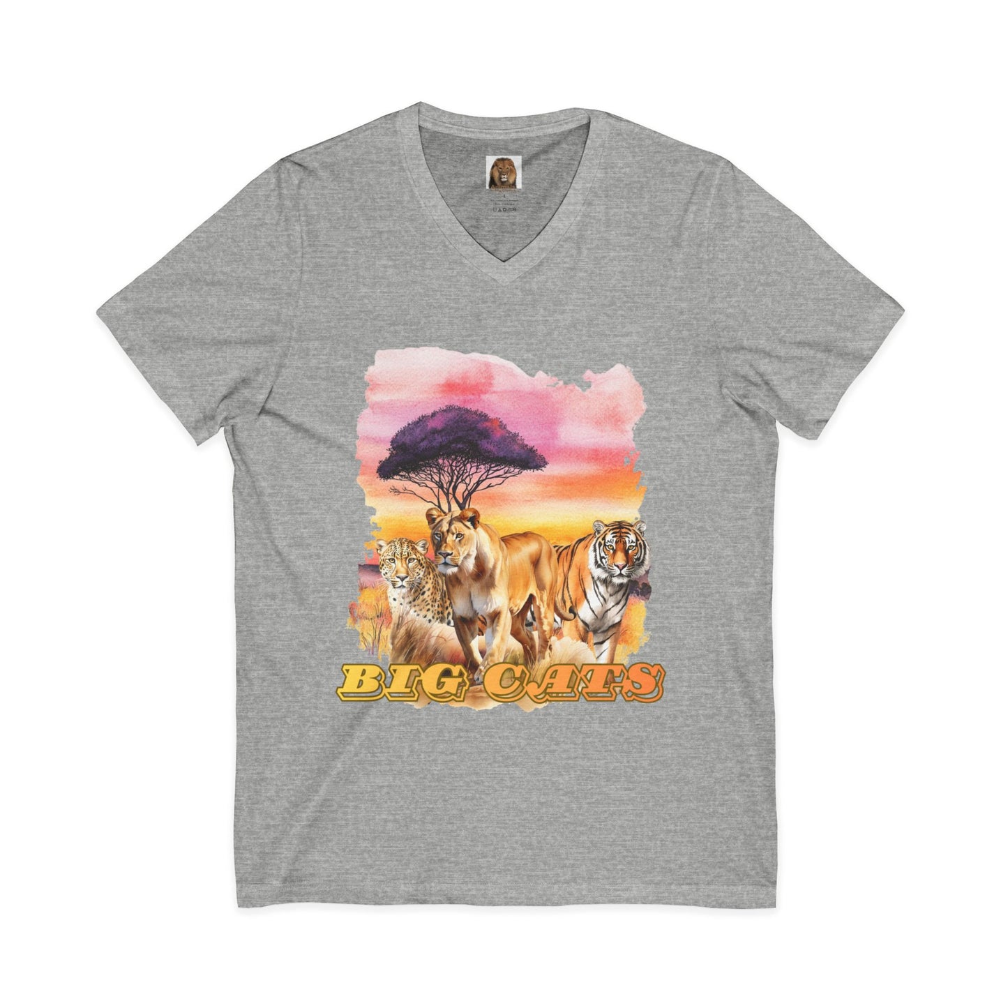 Women's Trio Big Cats Short Sleeve V-Neck Tee