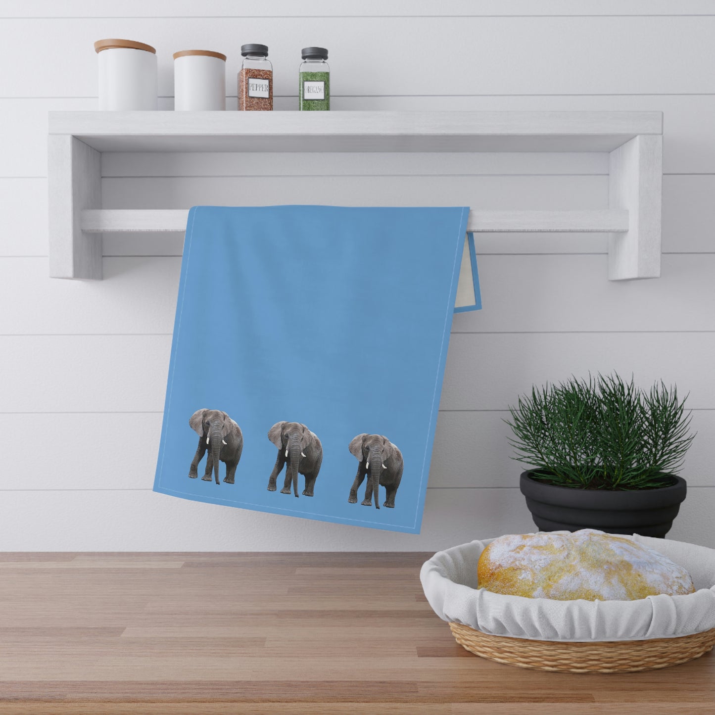 Elephant Kitchen Towel Blue